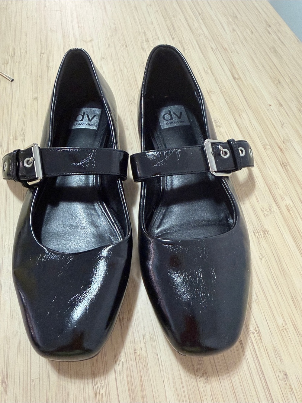 DV by Dolce Vita Black Patent Mary Jane Flats with Buckle